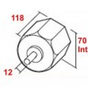 Medidas contera reforzada con espiga de 12 milímetros de diámetro eje de 70 milímetros