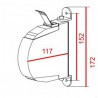 Medidas recoge cinta 14 milímetros pata metálica exterior abatible